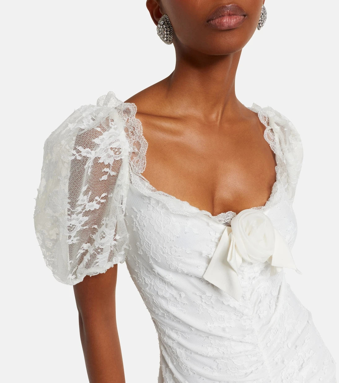 Alessandra Rich - Bow-detail ruched lace gown