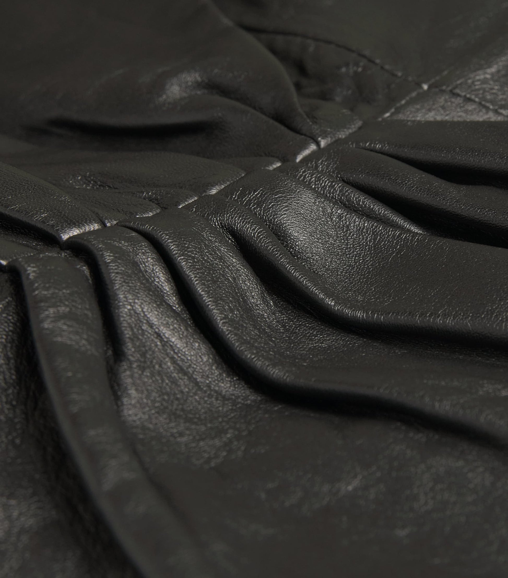 Leather Gathered Waist Midi Dress