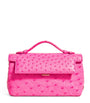 Analeena Pink Ostrich Leather Top-Handle Bag