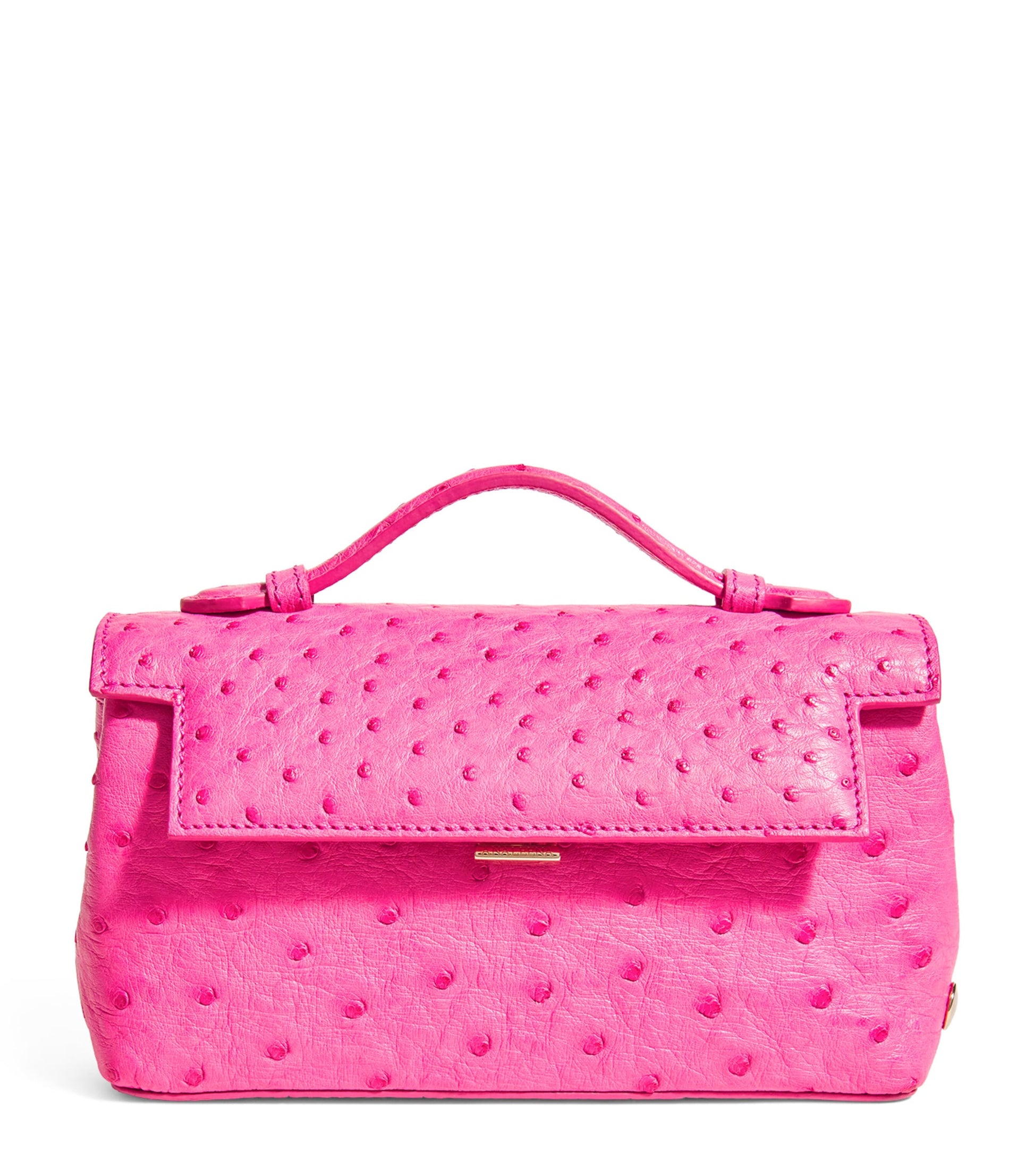 Analeena Pink Ostrich Leather Top-Handle Bag