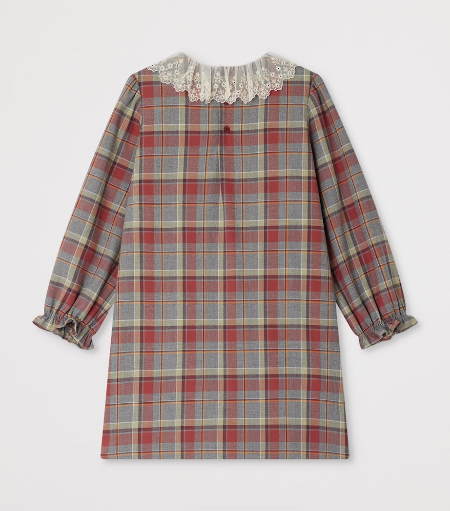 Bonpoint Burgundy Check Print Dress (4-8 Years)