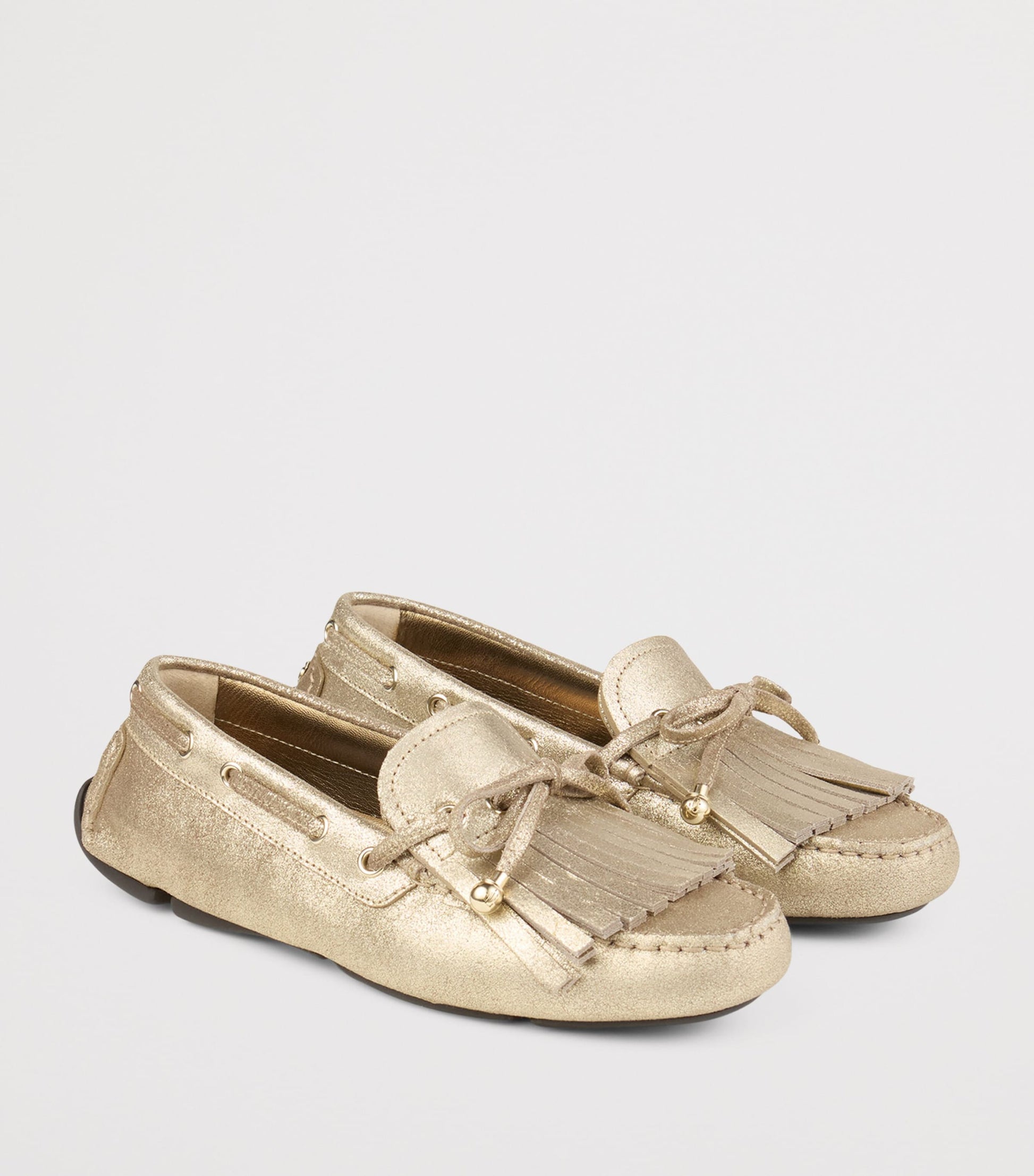 Jimmy Choo Gold Manon Flat Suede Loafers