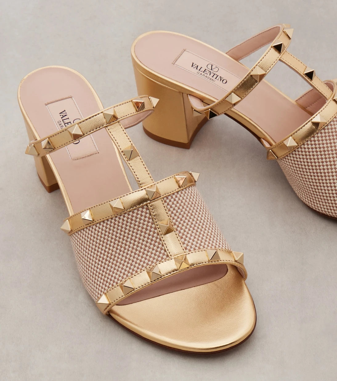 Valentino Garavani - Rockstud 80 leather-trimmed mules