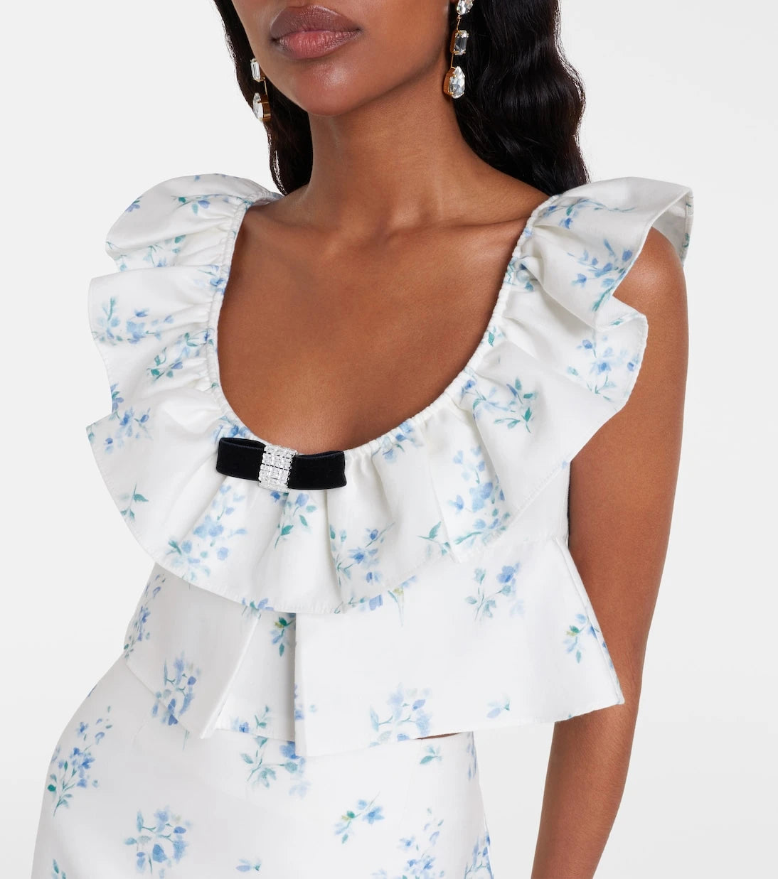 Shushu/Tong - Floral ruffled cotton and silk top