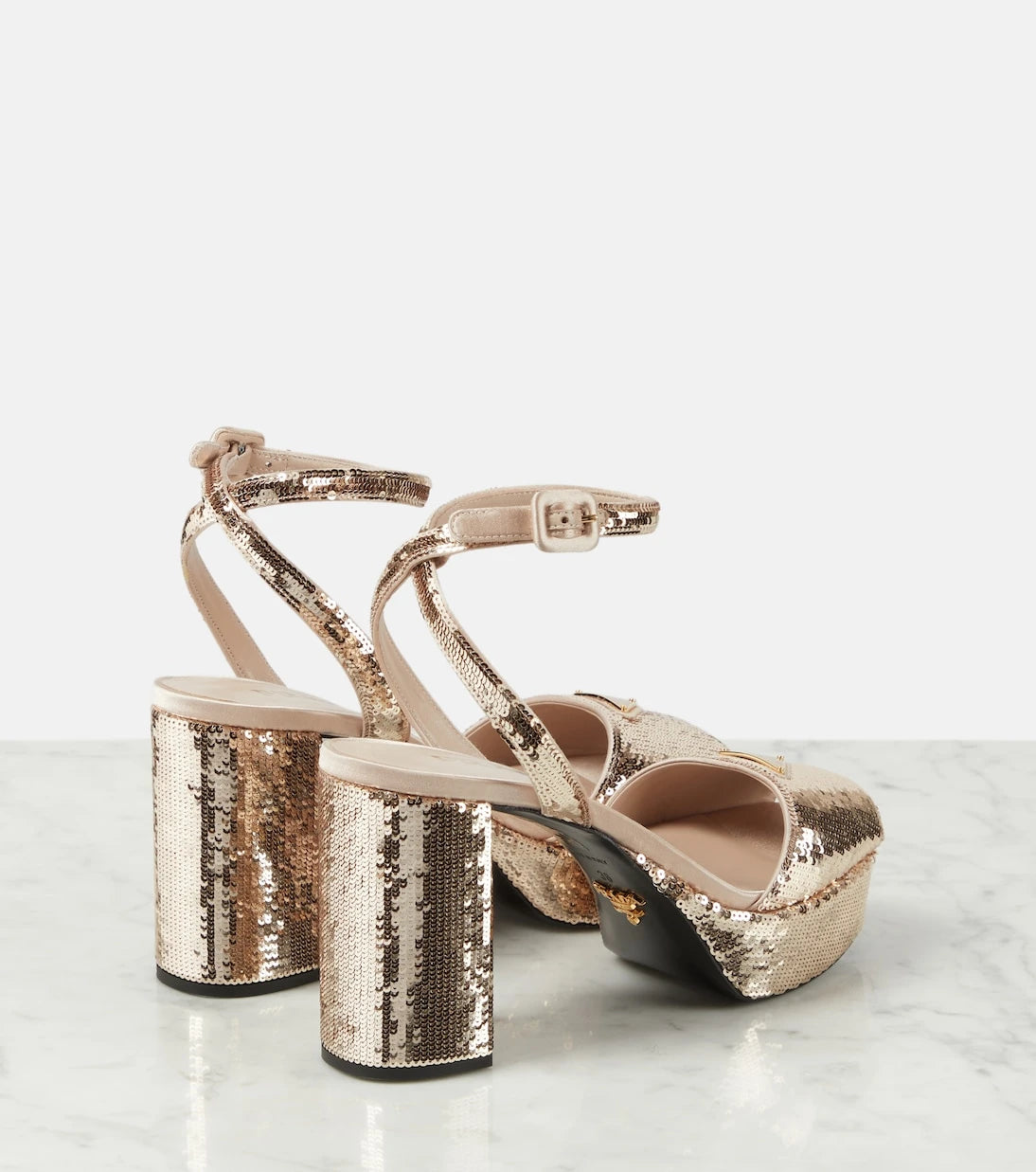 Prada - Sequined satin platform sandals