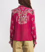Red Ruffled Paisley Print Blouse