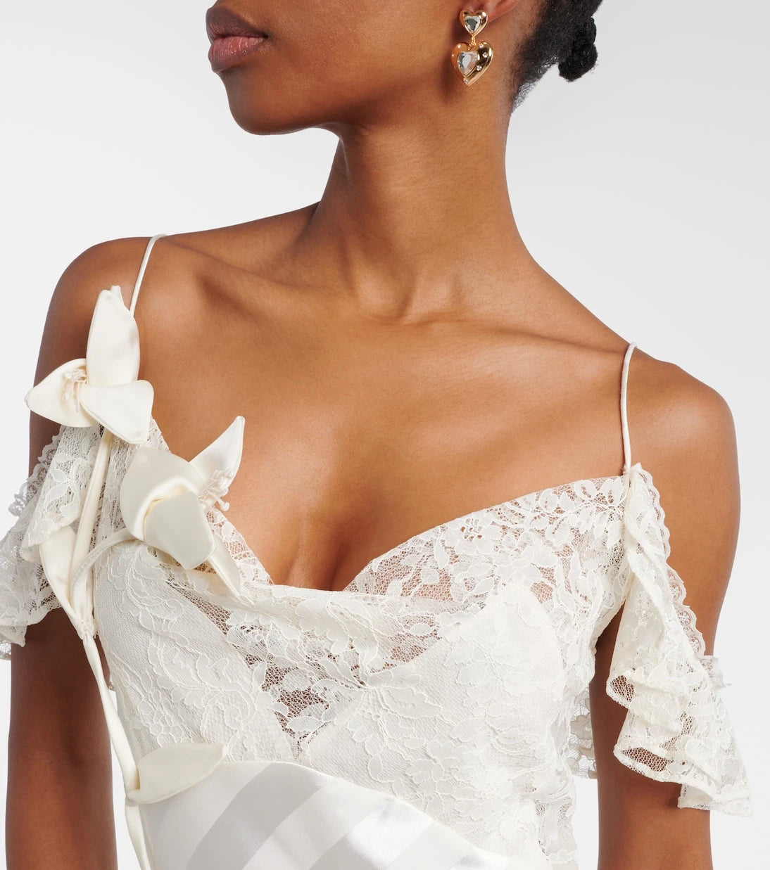 Self-Portrait - Lace-trimmed satin gown