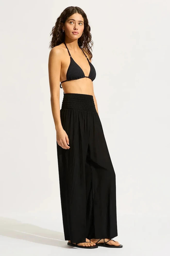 Seafolly Kadın Viskon Shirred Waist Wrap Pantolon