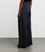 Max Mara Blue Wool Jersey Palazzo Trousers