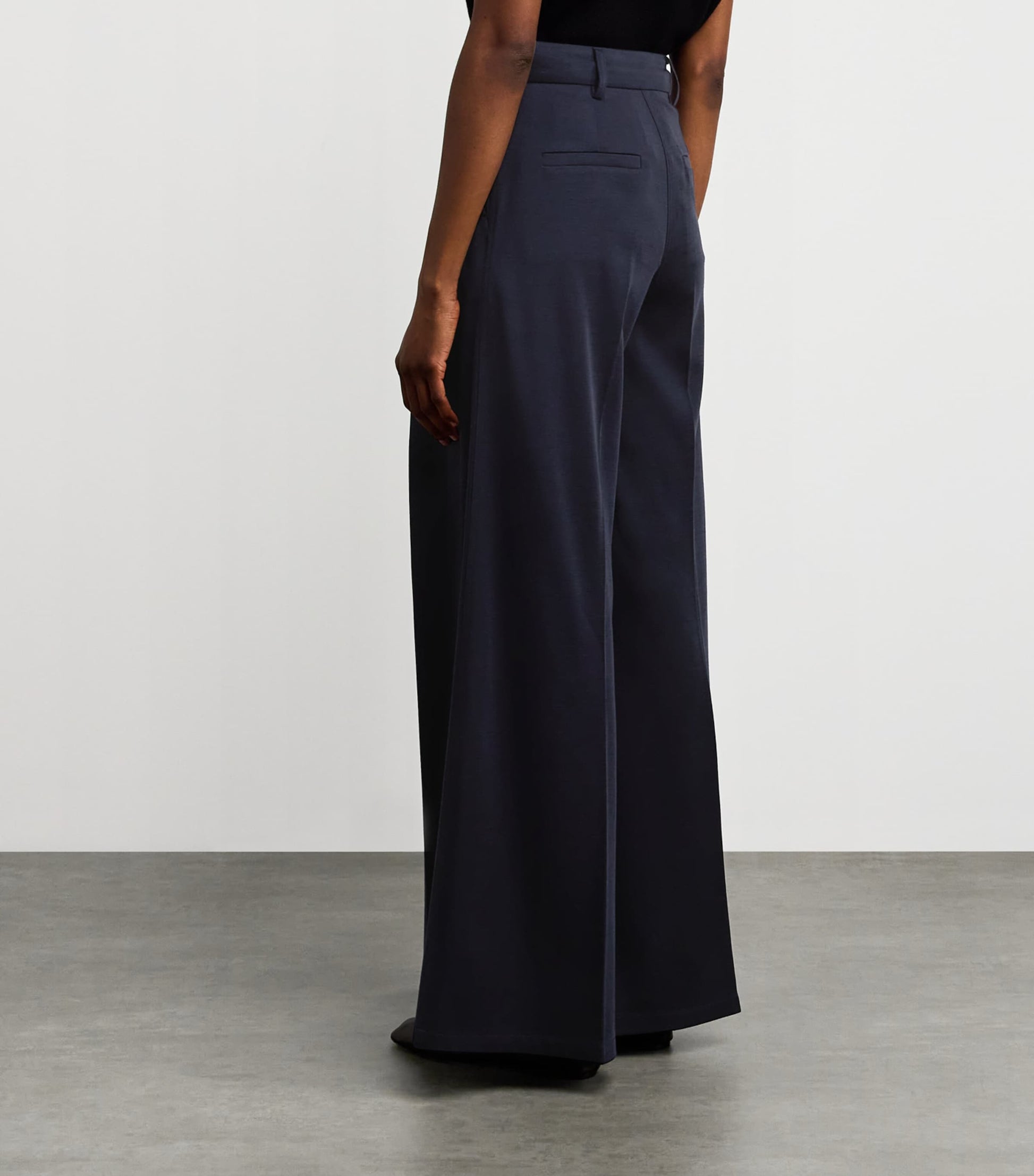 Max Mara Blue Wool Jersey Palazzo Trousers