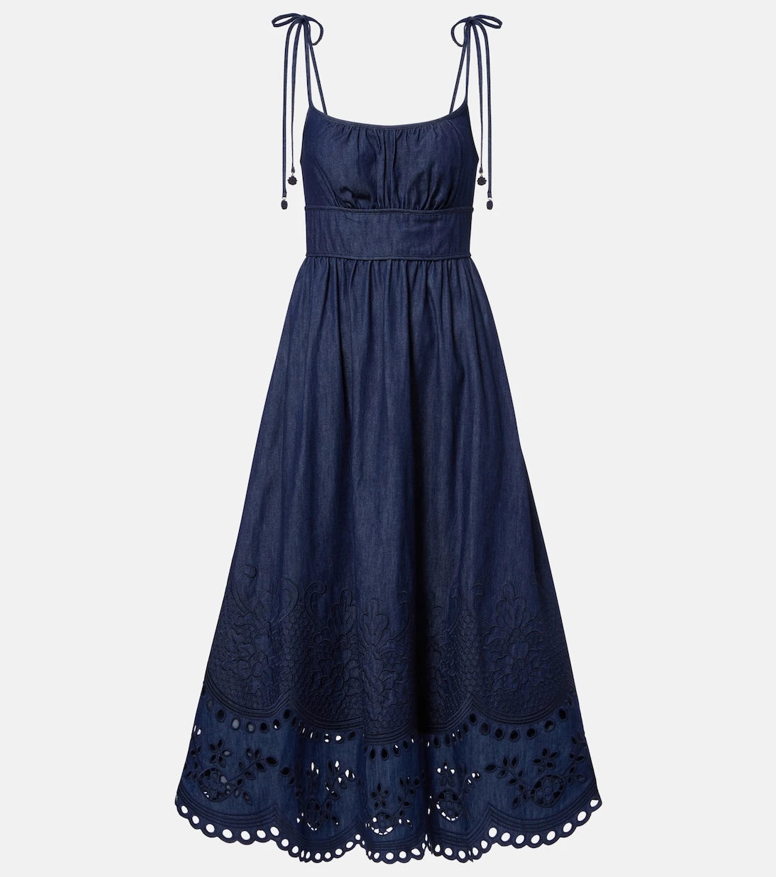 Zimmermann - Mahon broderie anglaise denim midi dress