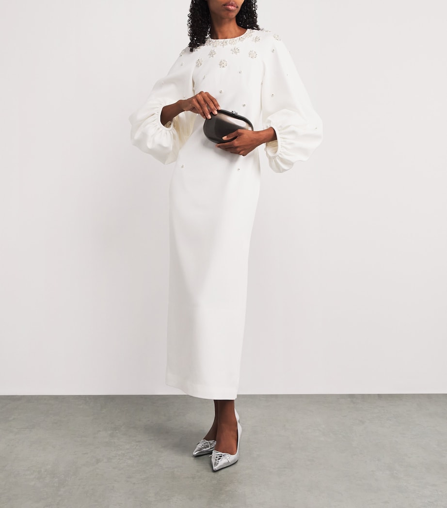 Huishan Zhang Crystal Sondra Maxi Dress WHITE