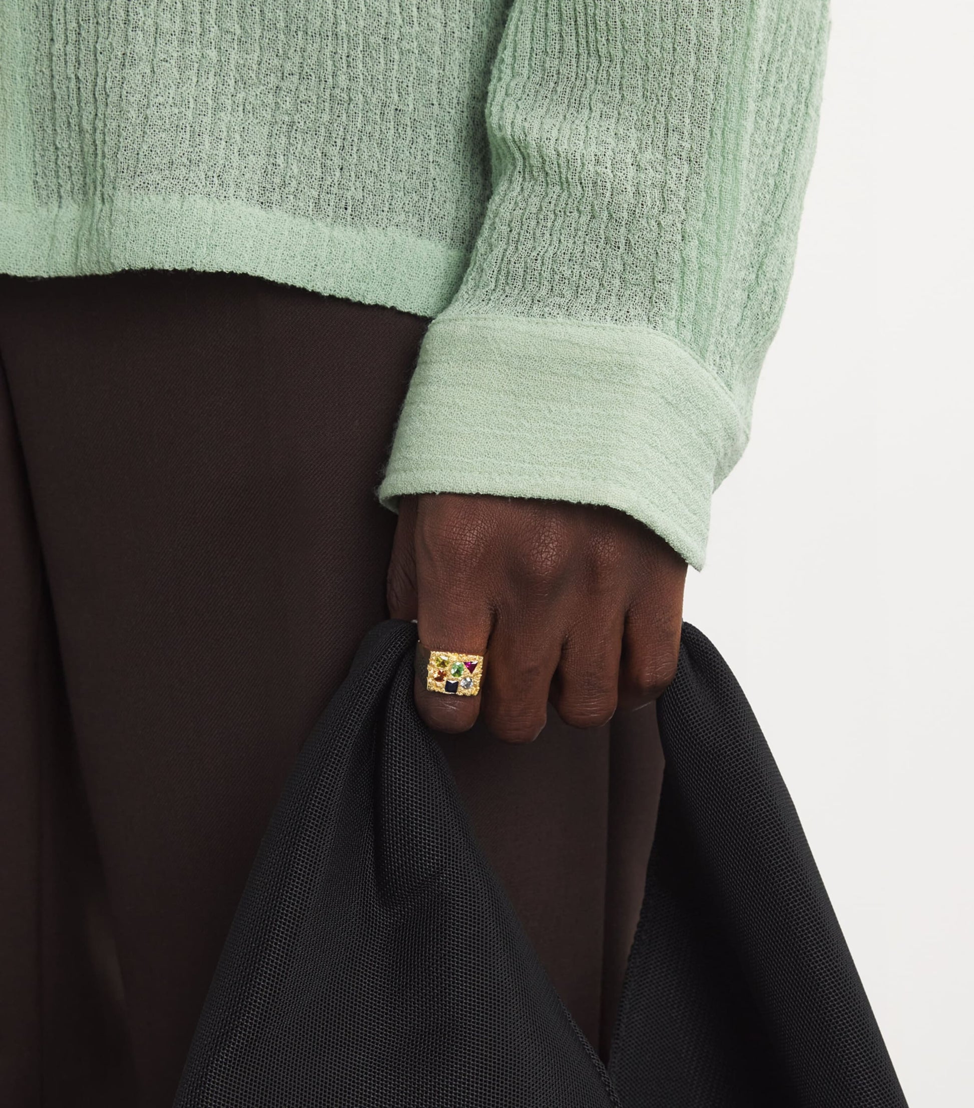 Gold and Sapphire Cottage Rose Garden Signet Ring