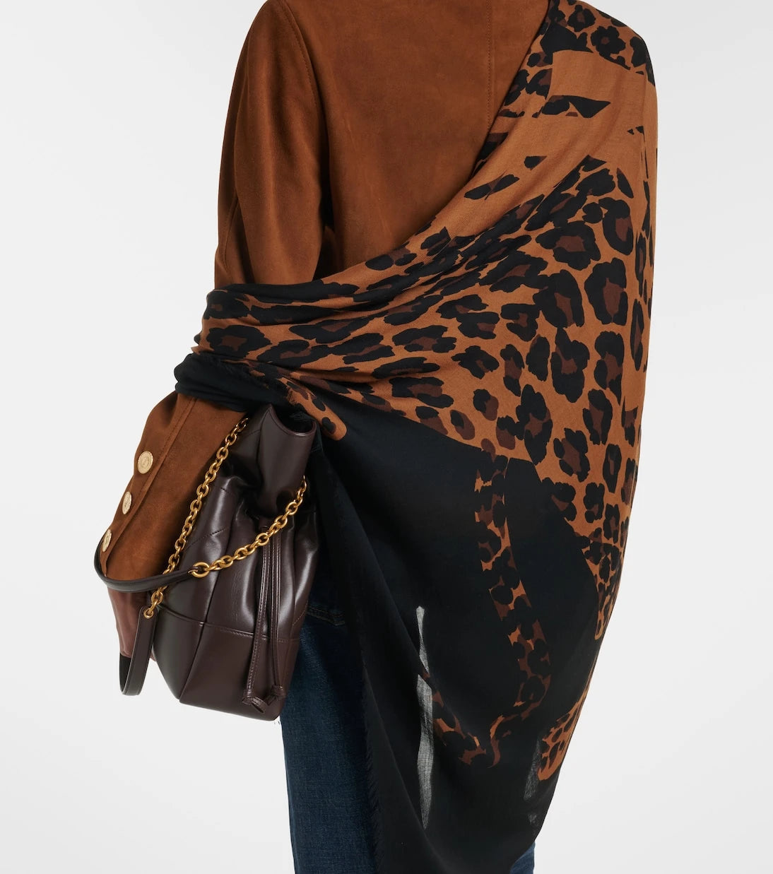 Saint Laurent - Fringed leopard-print wool scarf