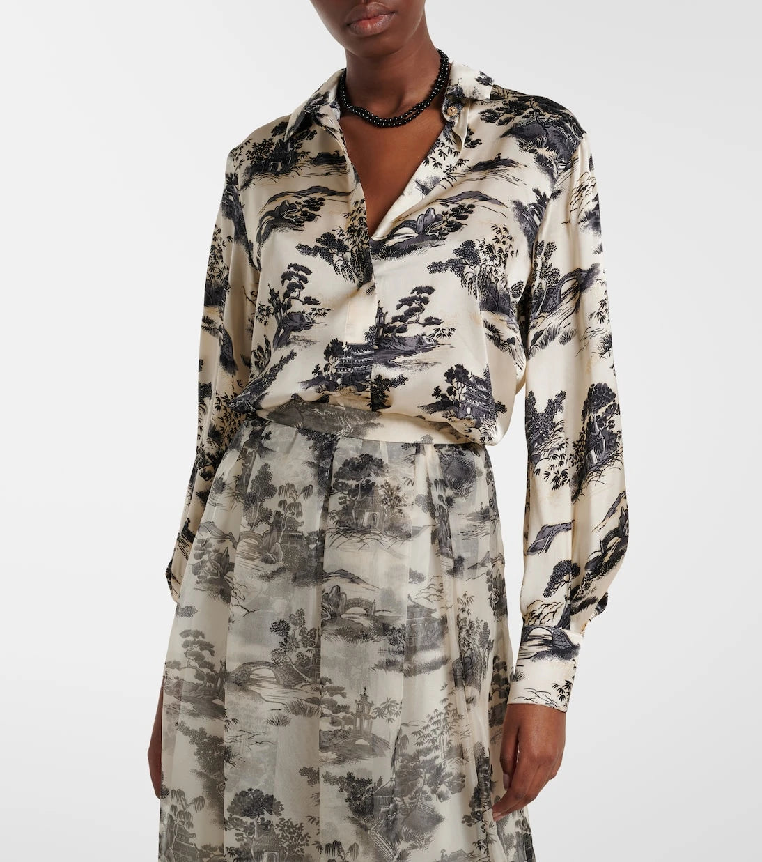 Max Mara - Vetro printed silk satin shirt