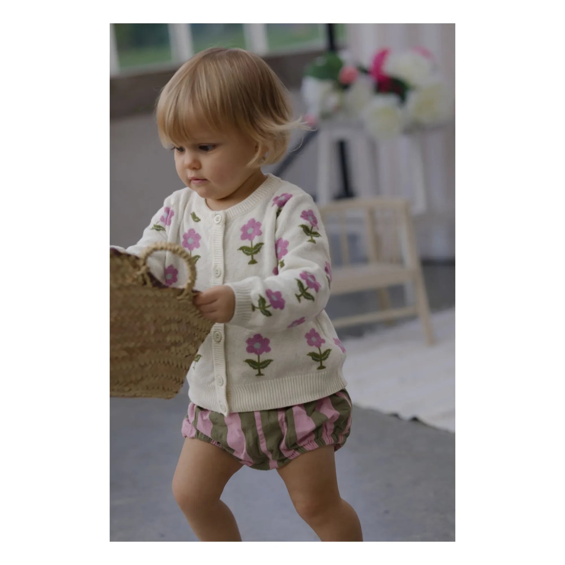 Lililotte - Cardigan Carla Fleurs Coton Bio | Ecru