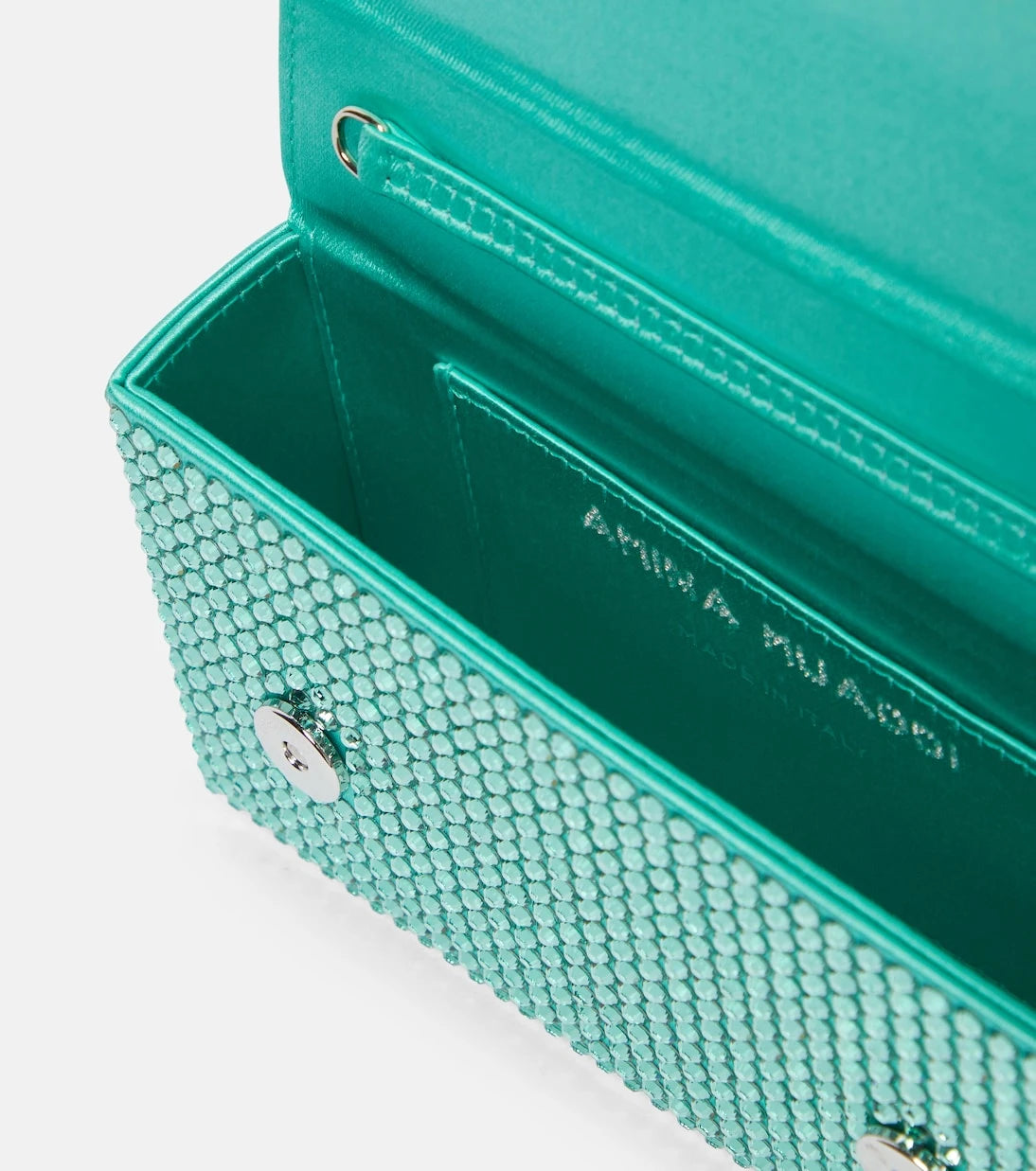 Amina Muaddi - Paloma Micro embellished satin clutch
