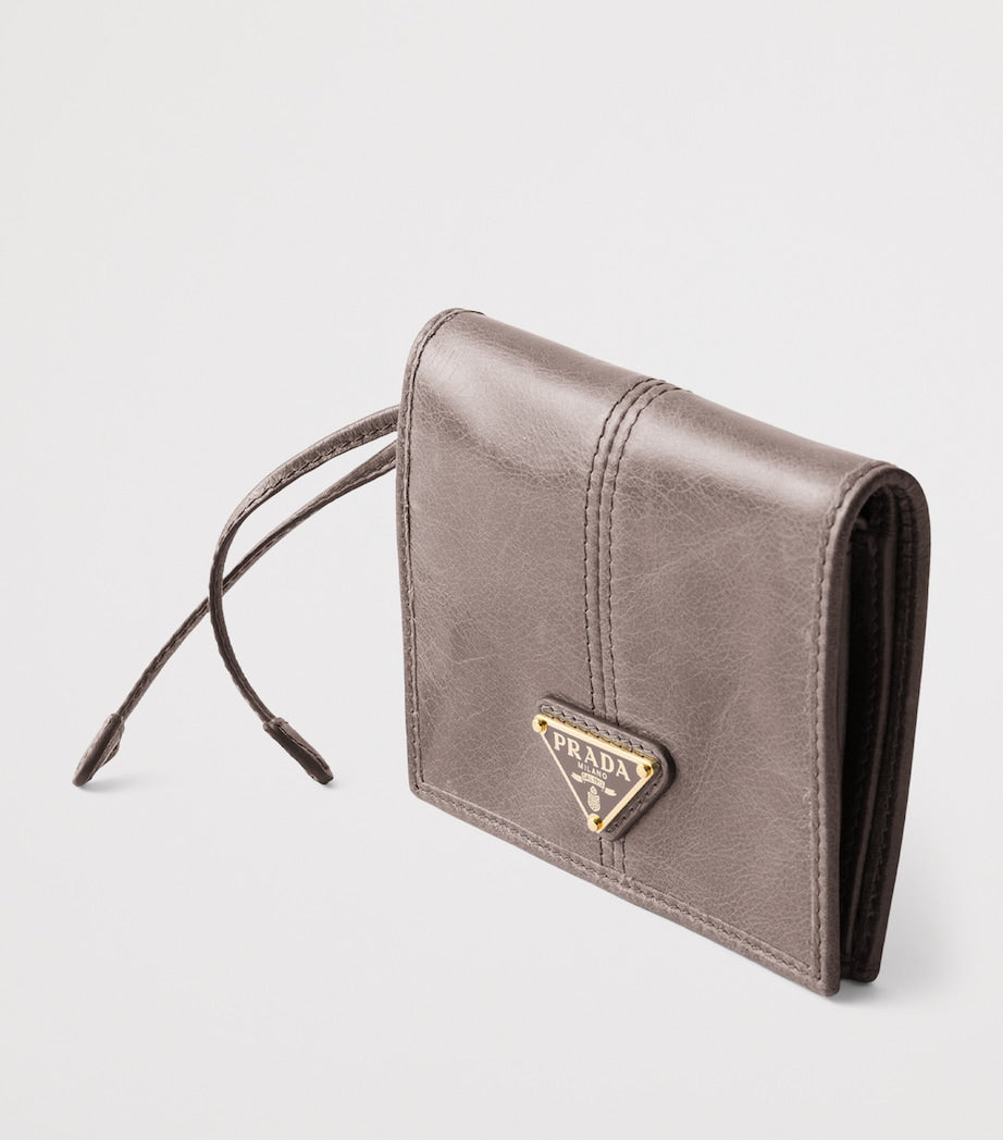 Grey Small Leather Bifold Wallet