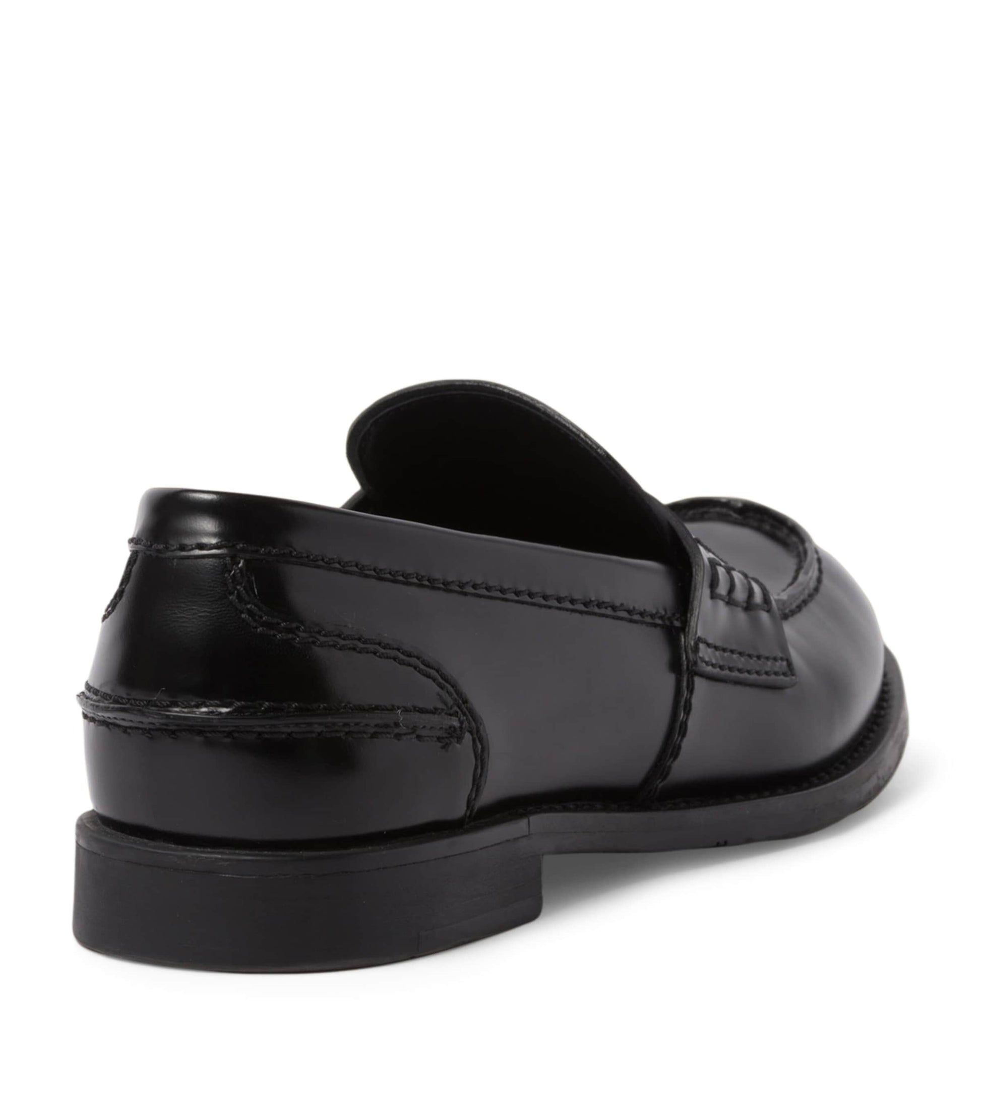 Black Brushed-Leather Embossed Loafers