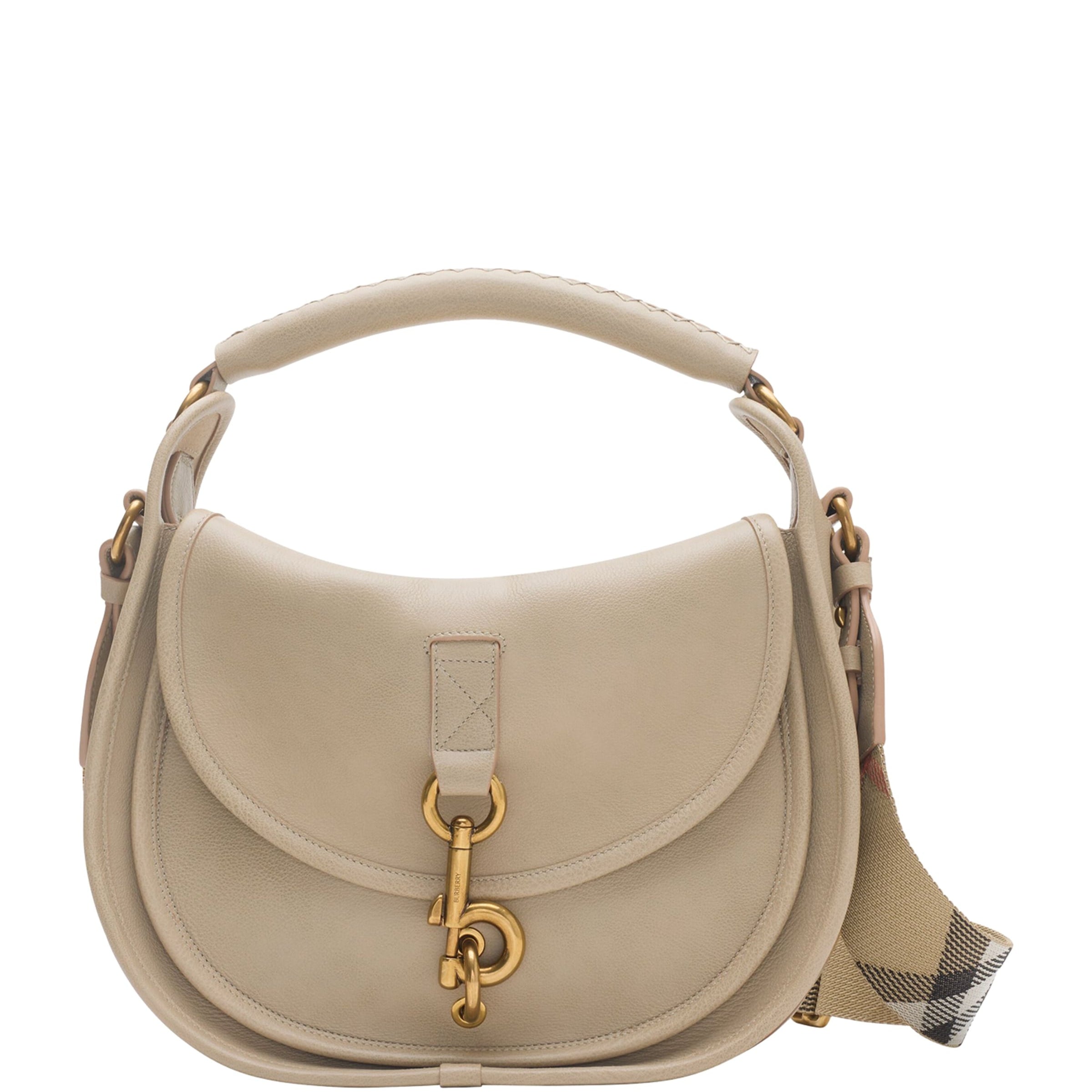 Burberry Beige Small Calf Leather B Clip Messenger Bag