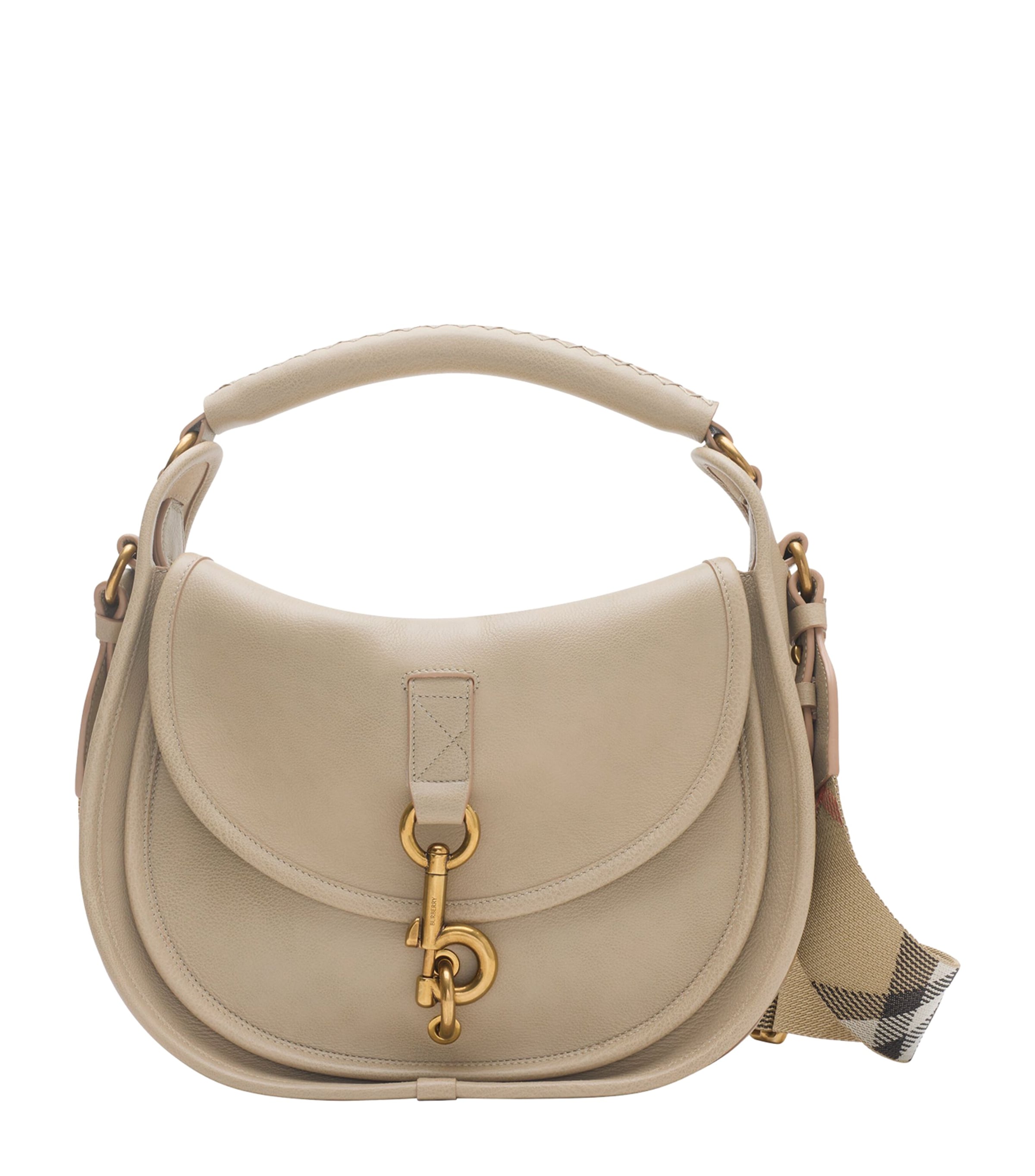 Burberry Beige Small Calf Leather B Clip Messenger Bag