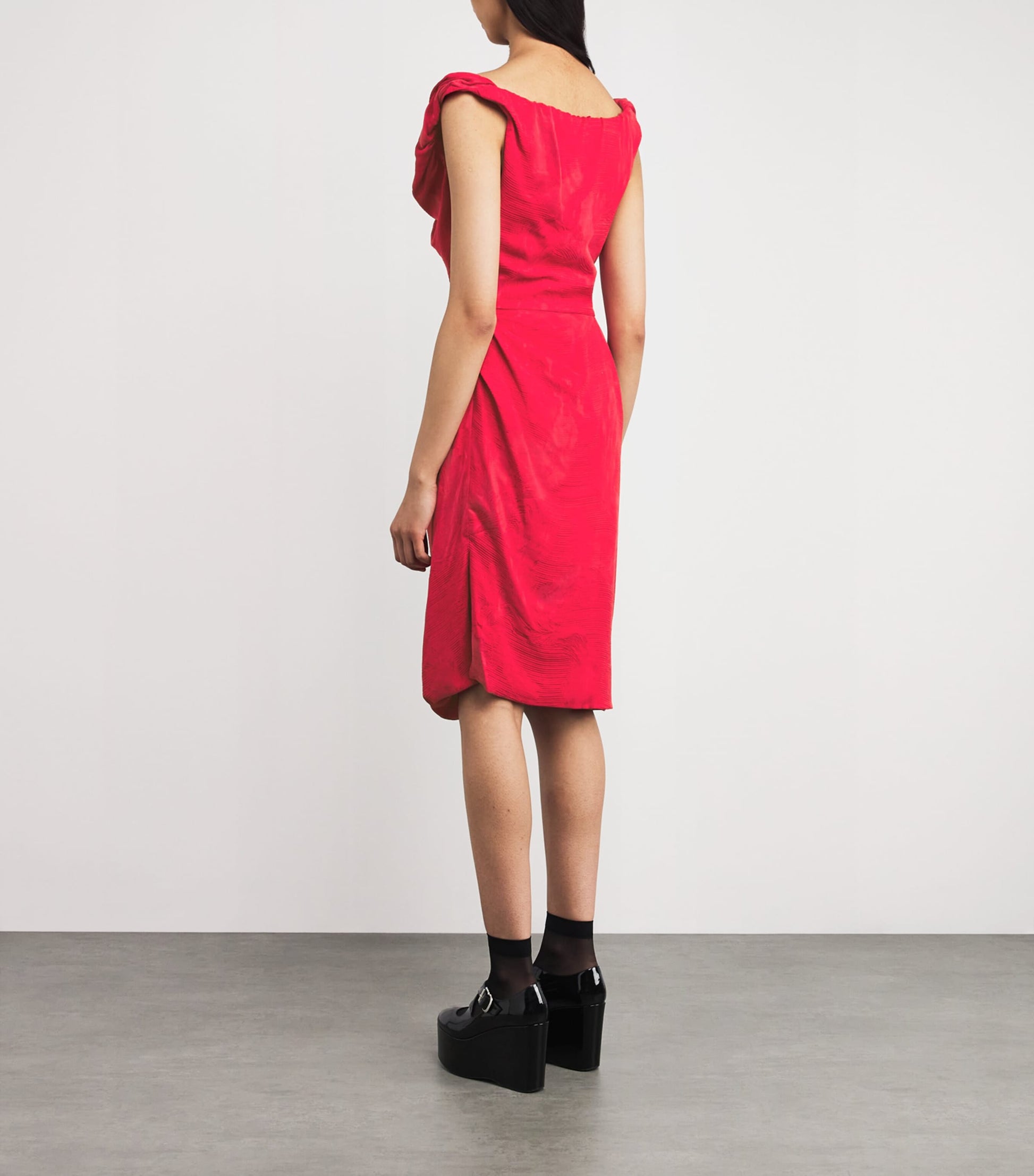 Vivienne Westwood Brown Puff-Sleeve Ginnie Amber Midi Dress