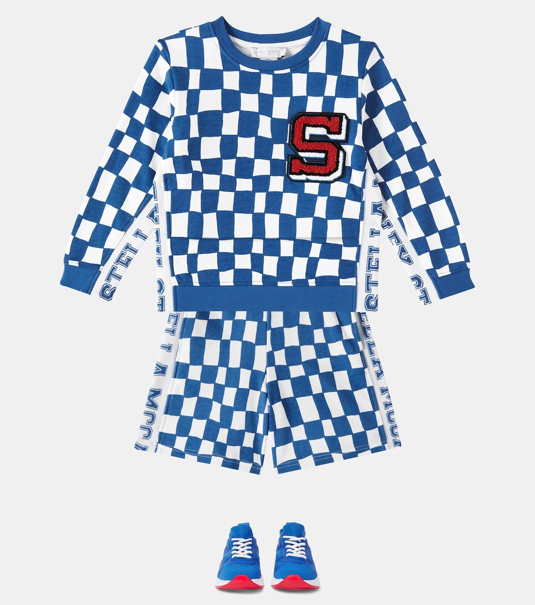 Stella McCartney Kids - Logo checked cotton jersey shorts
