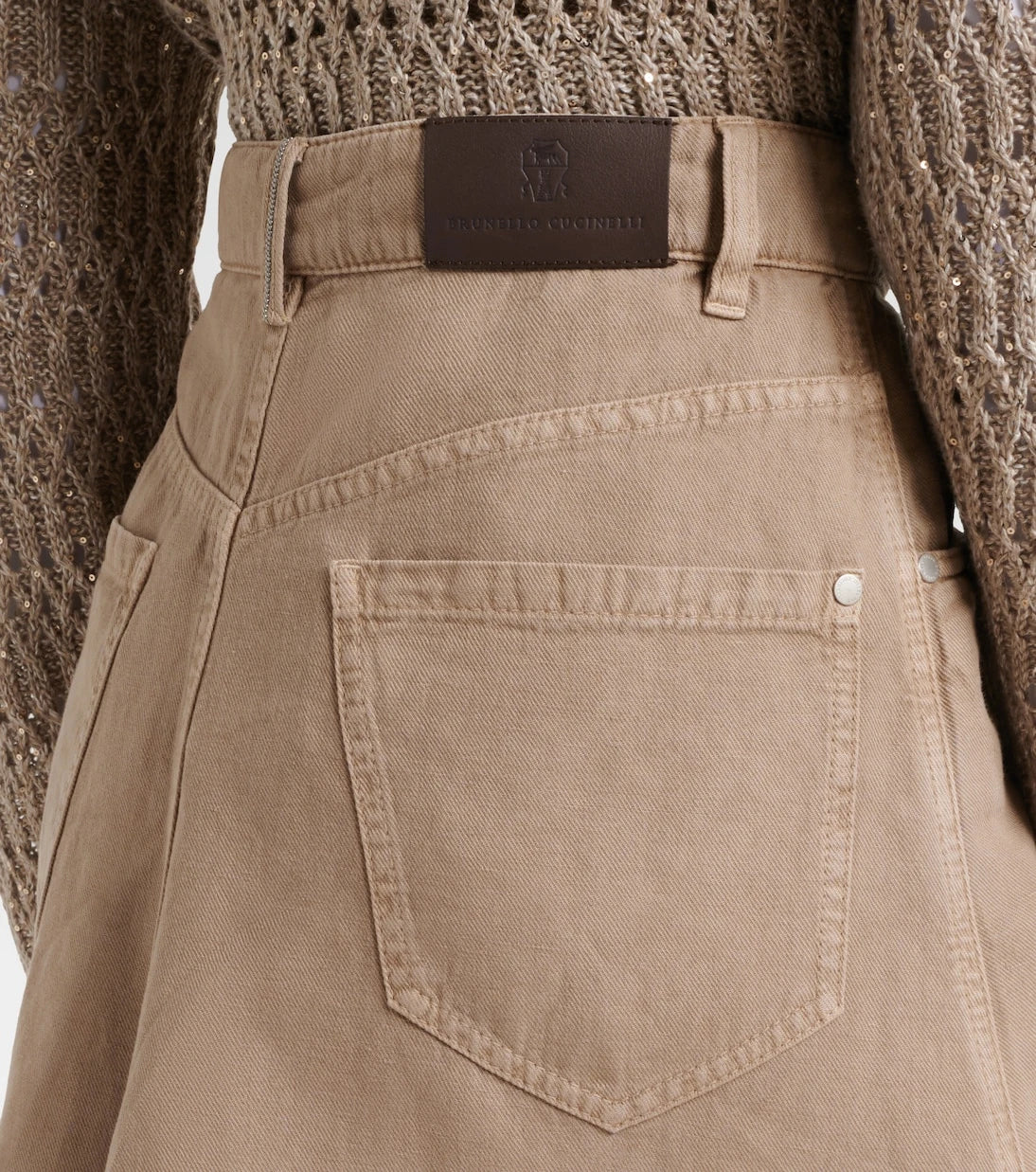 Brunello Cucinelli - Cotton and linen denim midi skirt