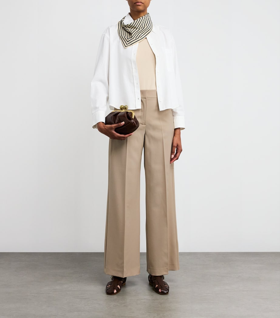 Beige Virgin Wool Tailored Trousers