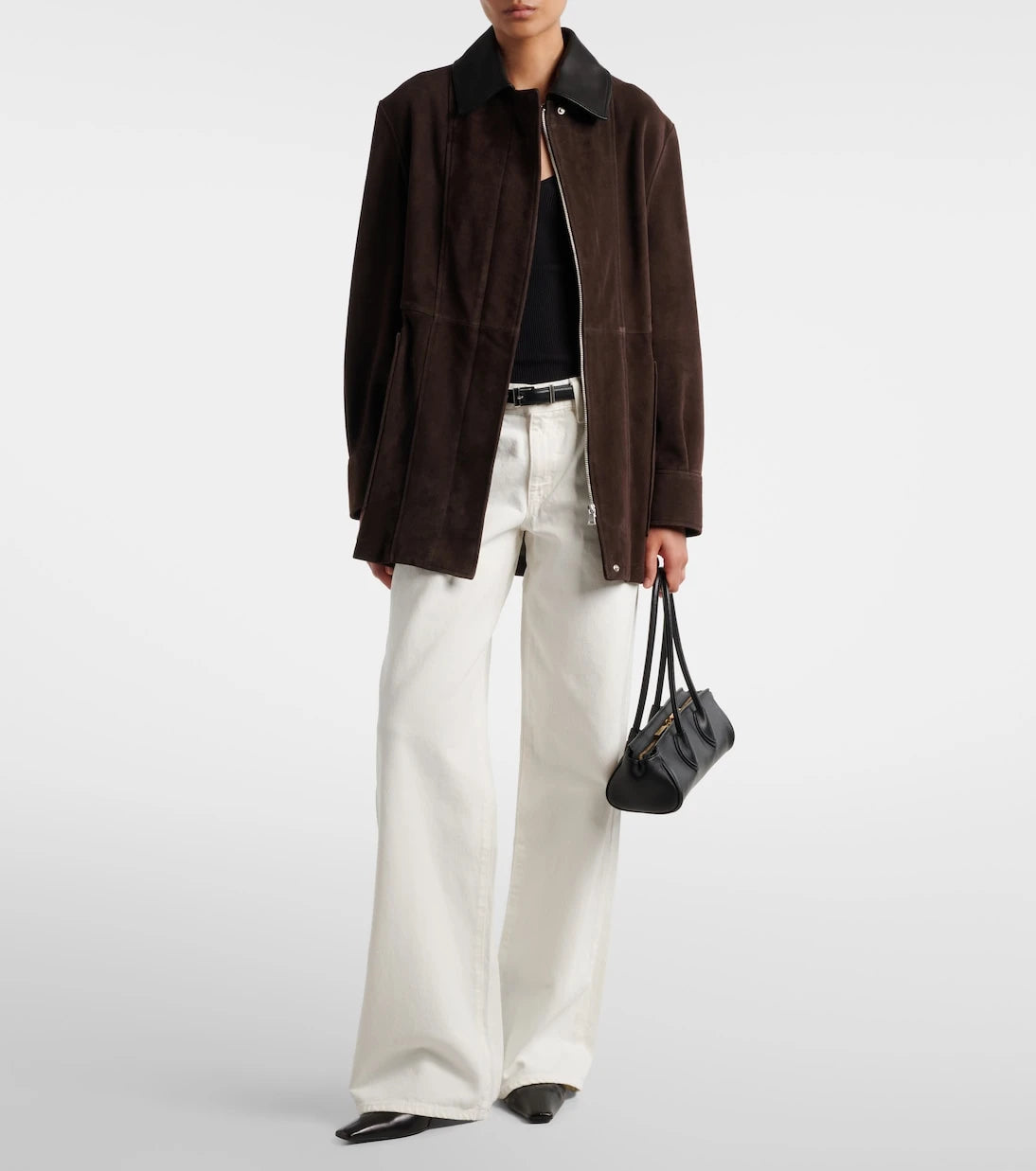 Nour Hammour - Grange leather-trimmed suede jacket