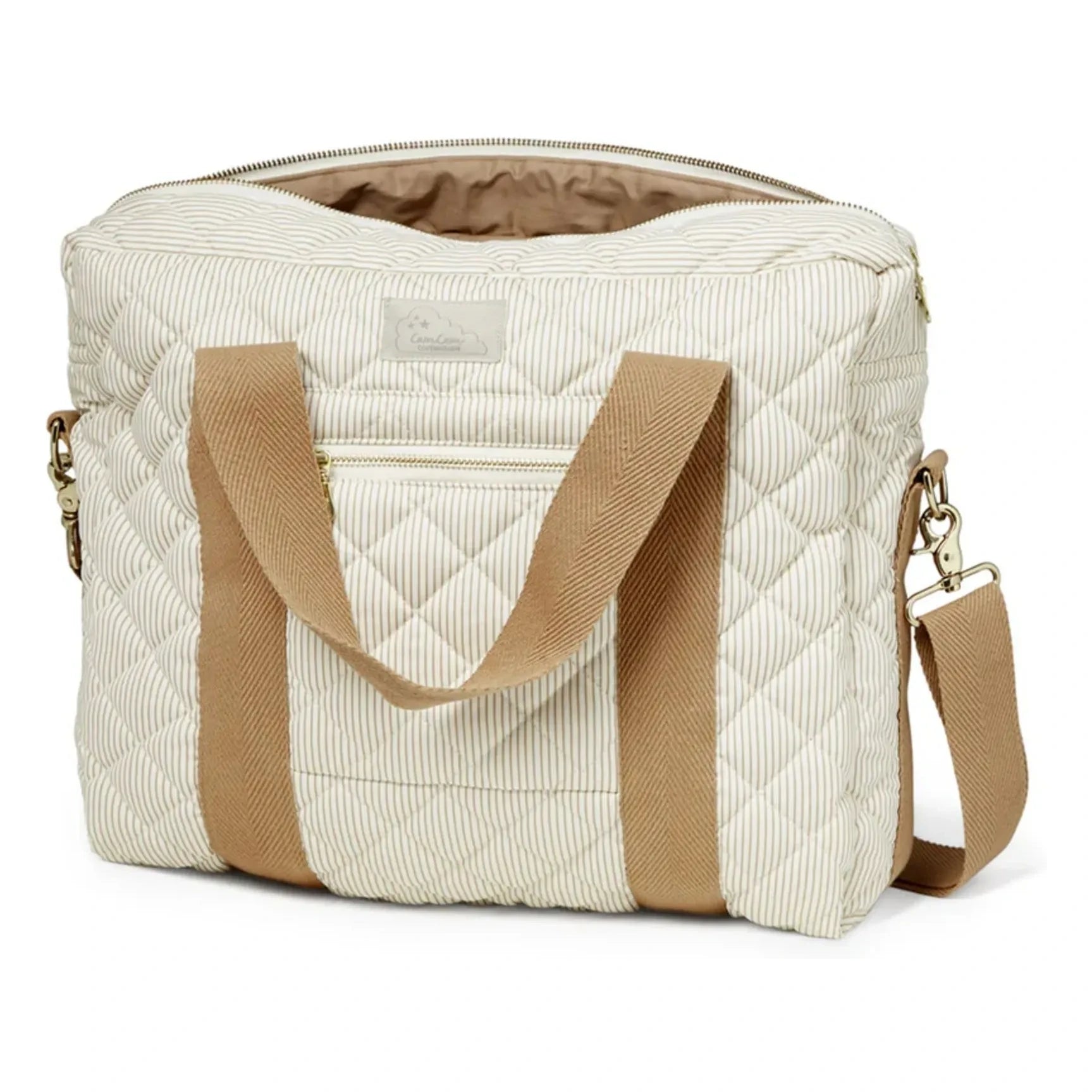 Cam Cam - Stripes quilted diaper bag | Camel