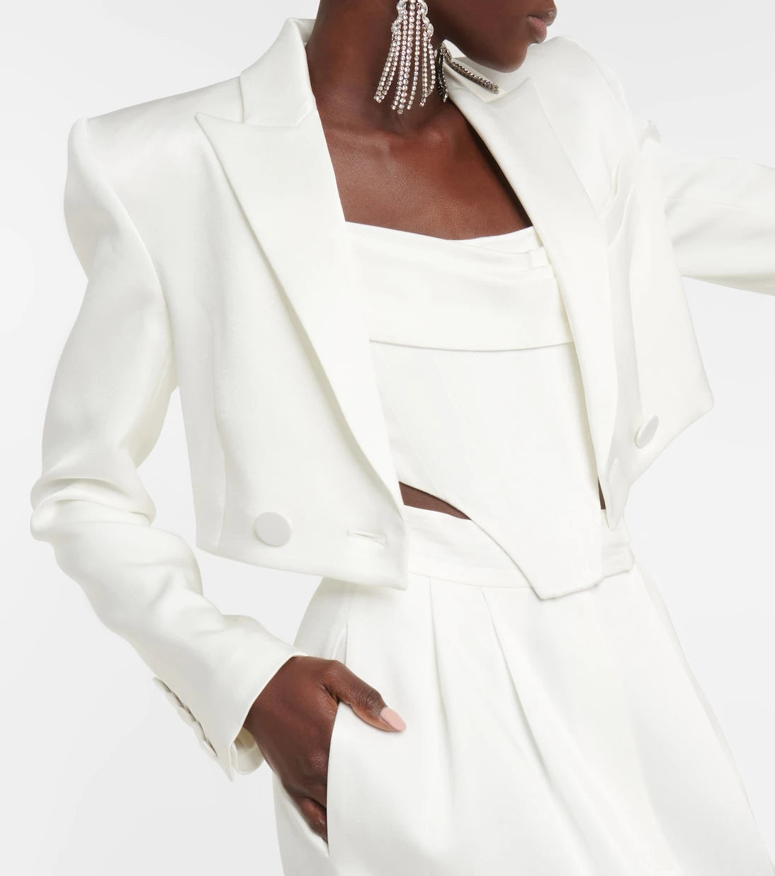 Alex Perry - Parker cropped satin crêpe blazer
