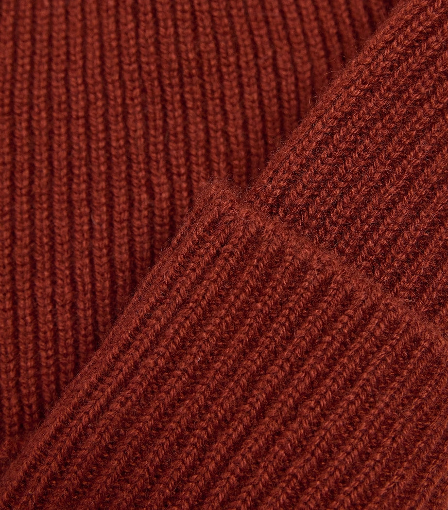 Burgundy Cashmere Slouchy Ribbed Beanie