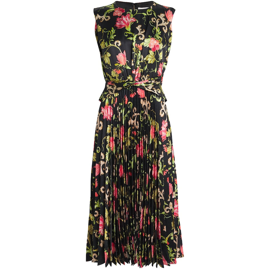 Saloni Multi Silk Pleated Gwen Midi Dress