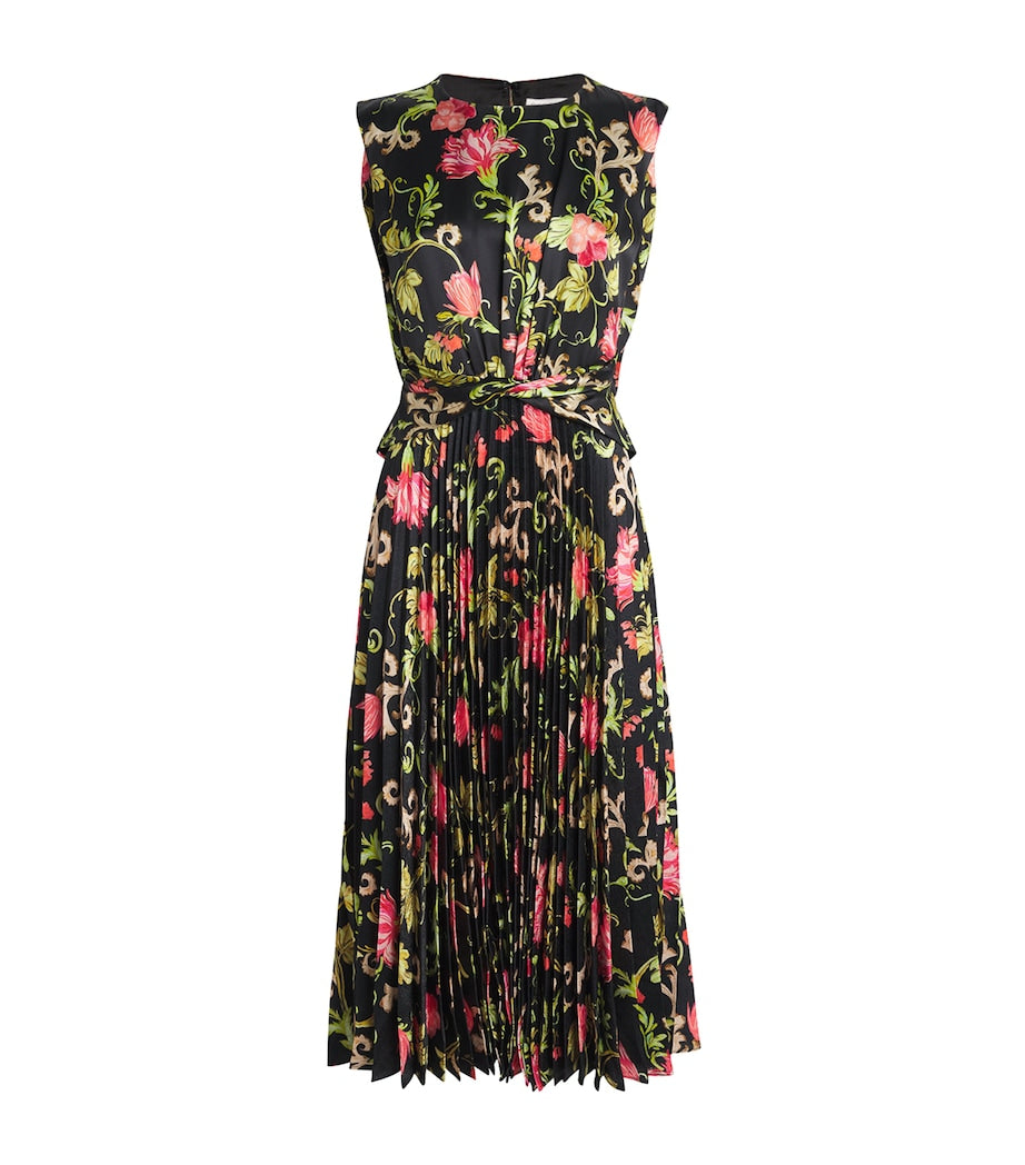 Saloni Multi Silk Pleated Gwen Midi Dress