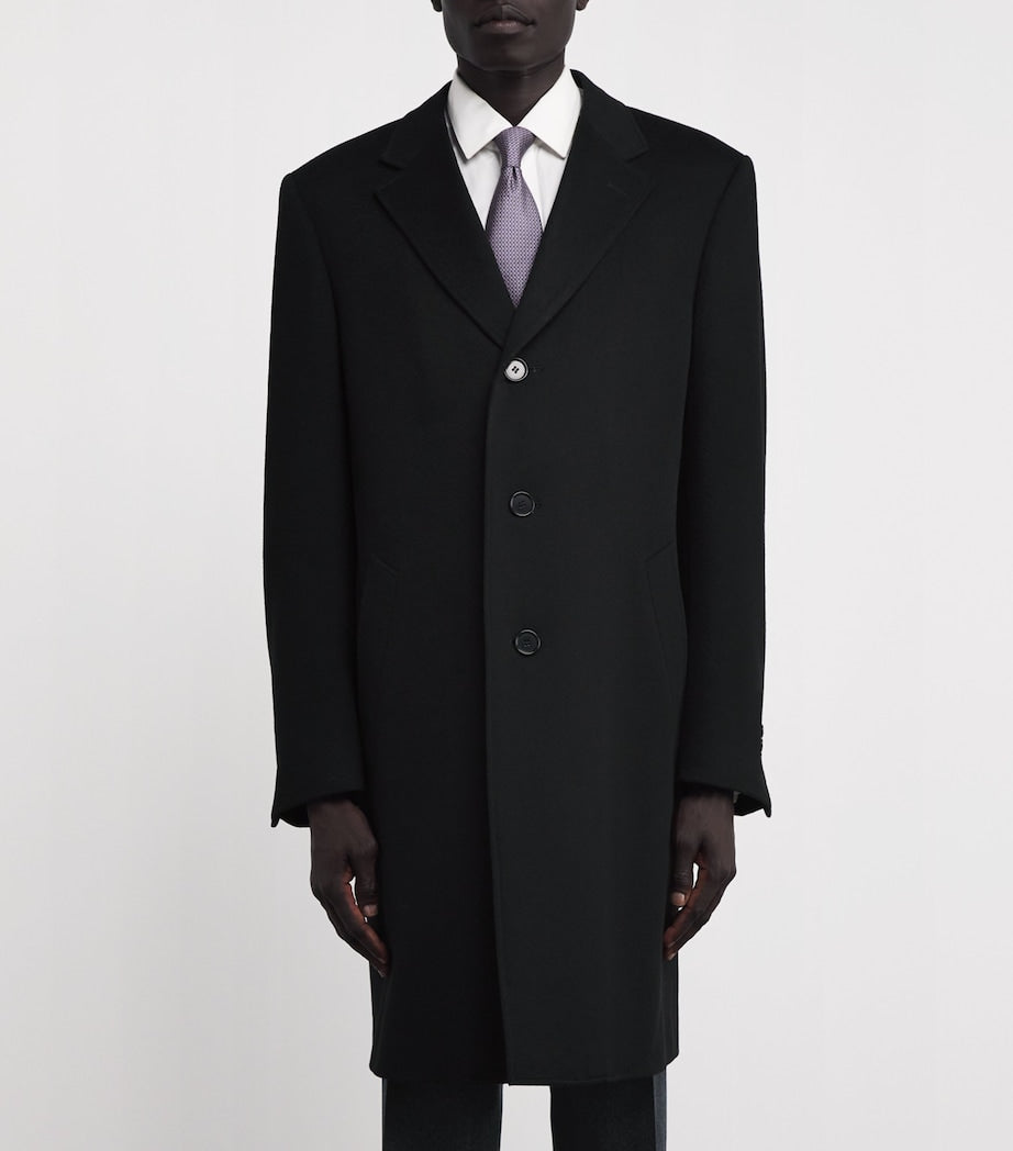 Canali Black Wool-Cashmere Overcoat