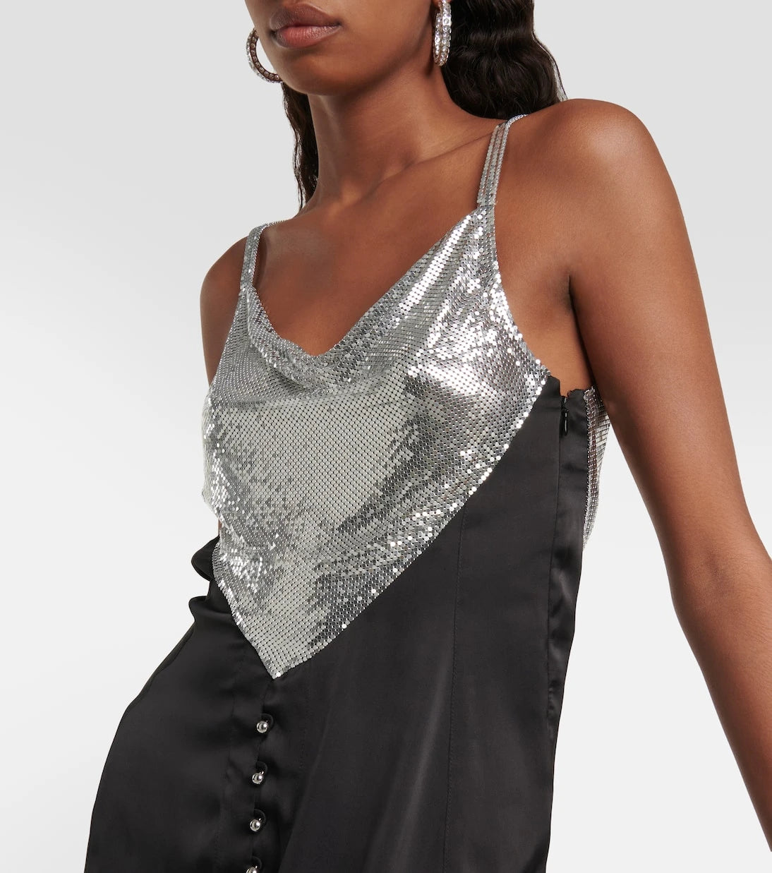 Rabanne - Chainmail and satin minidress