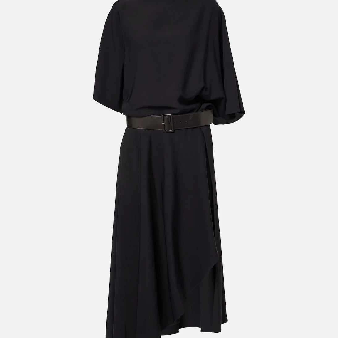 Alaïa - فستان ميدي بحزام وتفاصيل جلدية