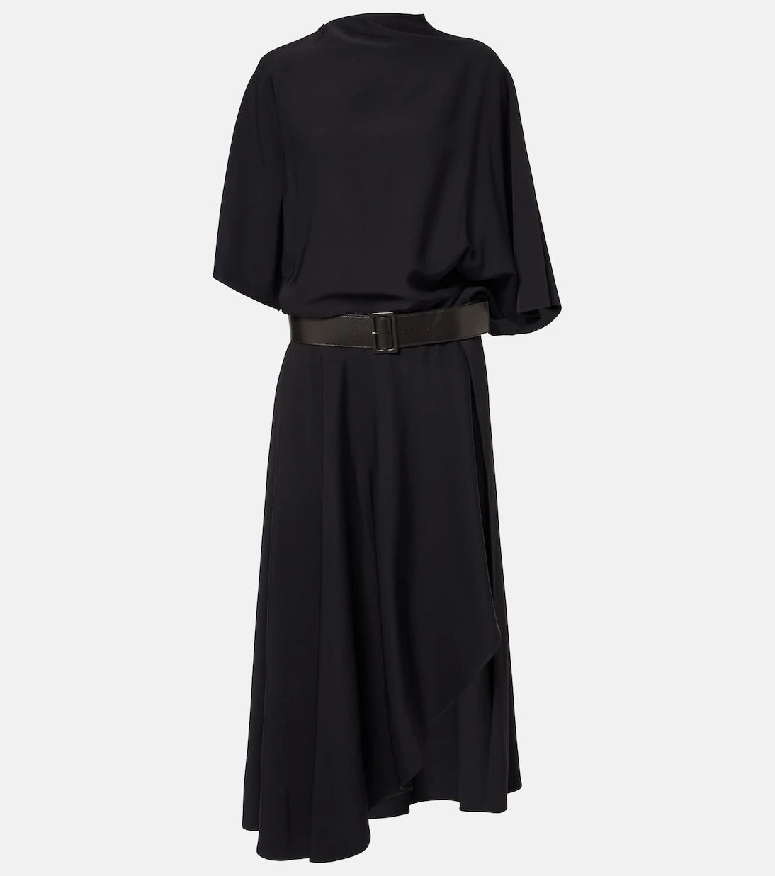 Alaïa - فستان ميدي بحزام وتفاصيل جلدية