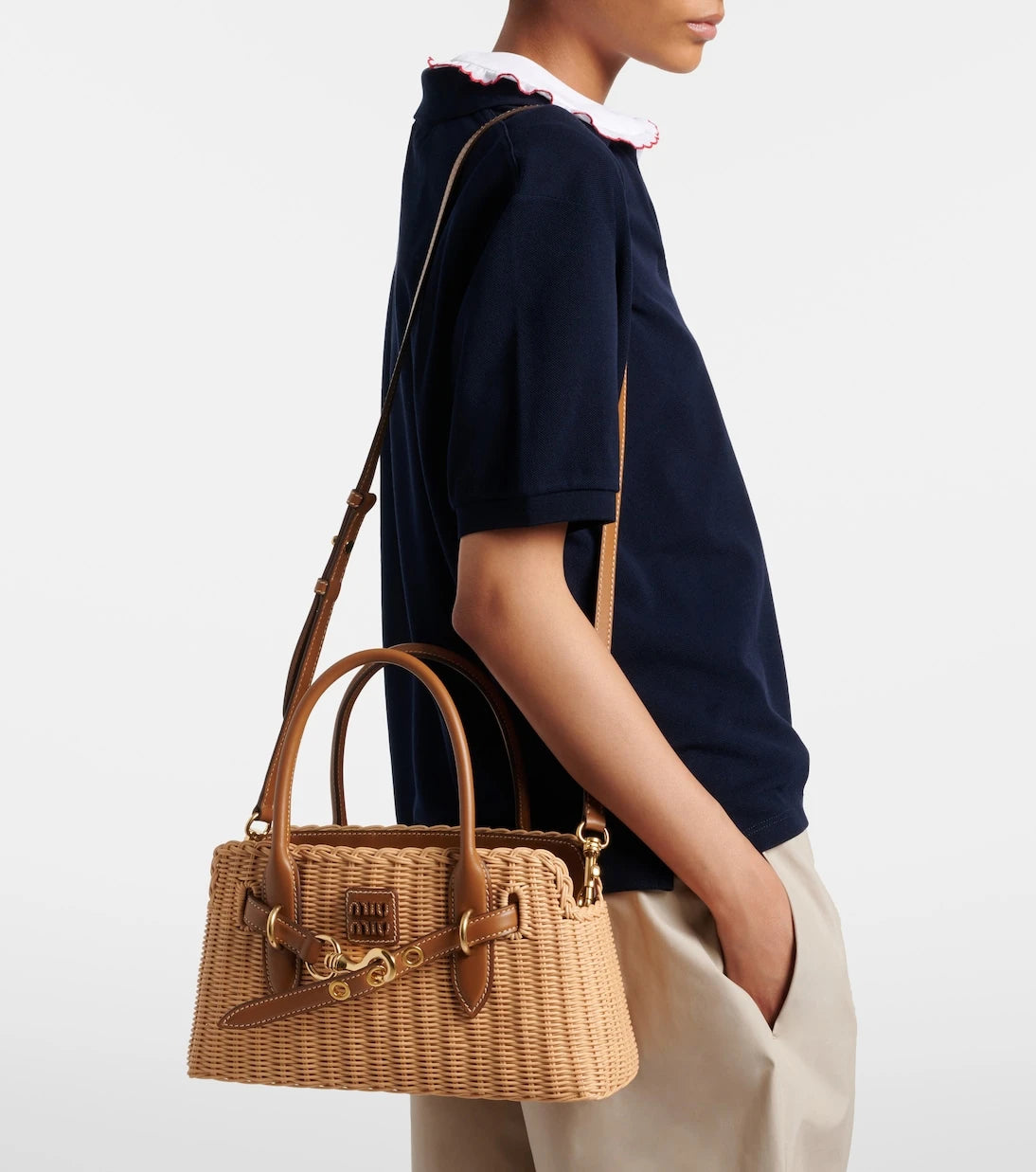 Miu Miu - Aventure wicker top-handle bag