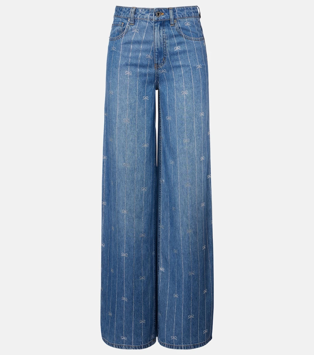 Self-Portrait - Striped wide-leg jeans