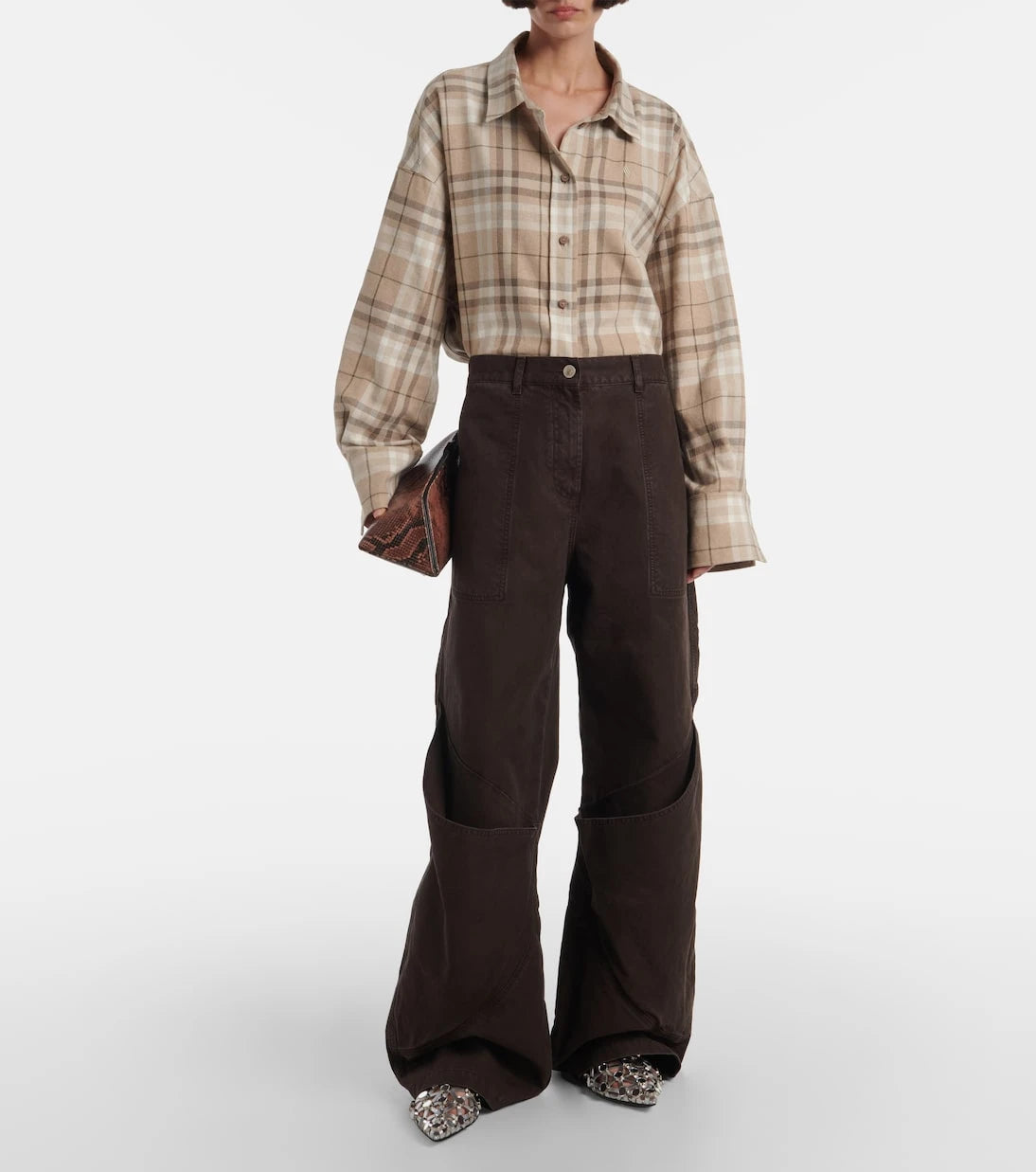 The Attico - High-rise wide-leg jeans