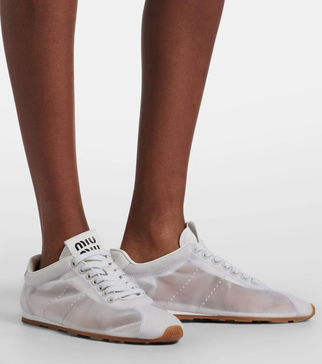Miu Miu - Plume leather-trimmed sneakers