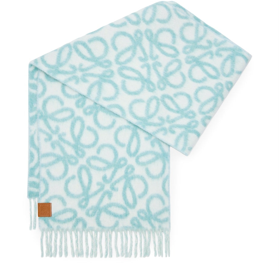 LOEWE Blue Wool-Blend Anagram Scarf