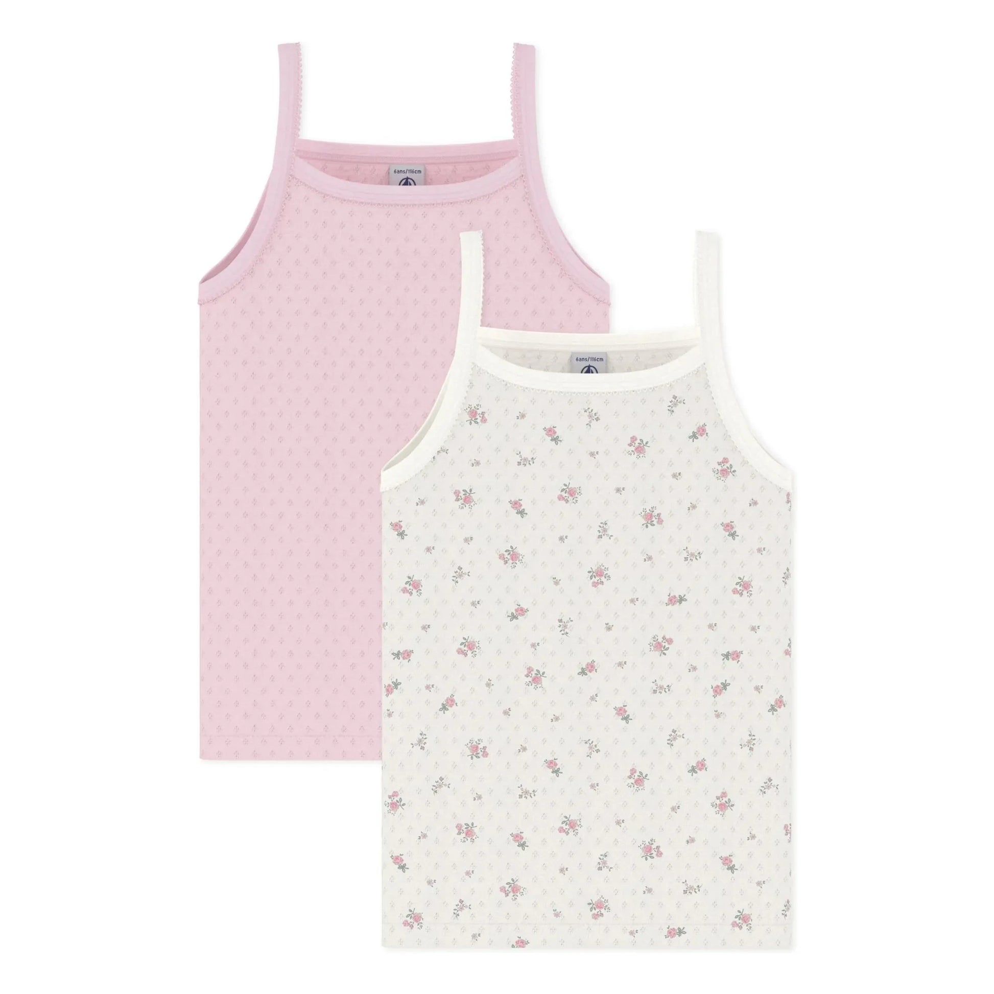 Petit Bateau - Batch 2 Flowered Openwork Tank Tops | Pink