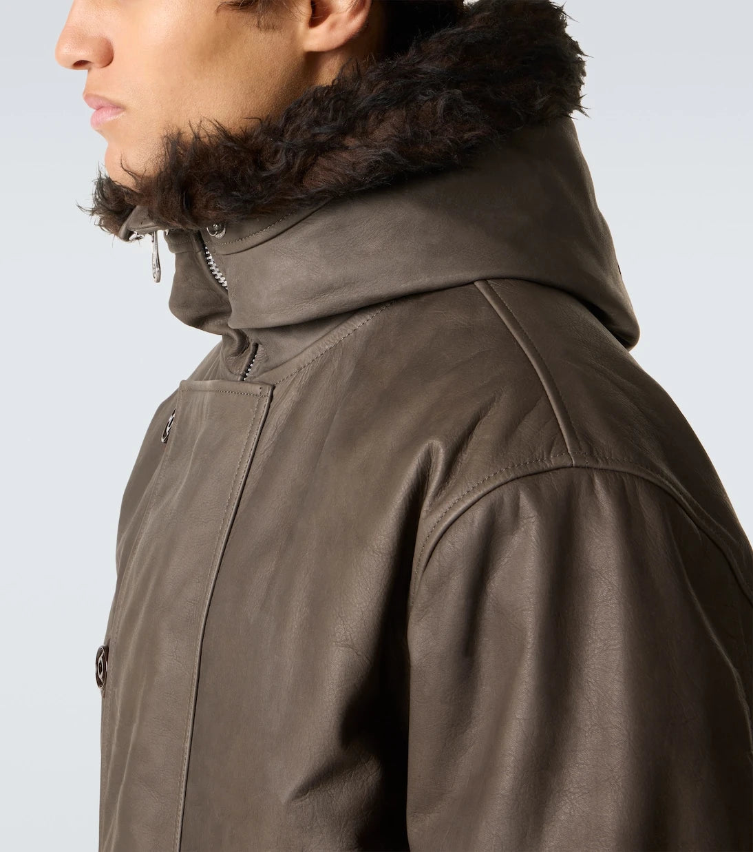 Our Legacy - جاكيت جلدي بياقة Shearling