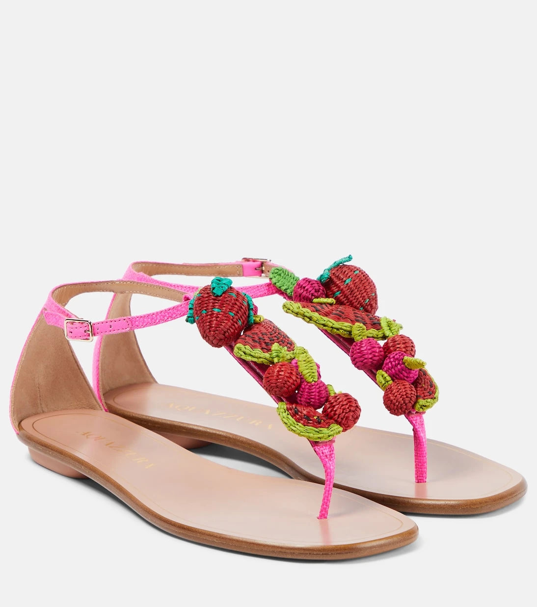 Aquazzura - Strawberry Punch raffia thong sandals
