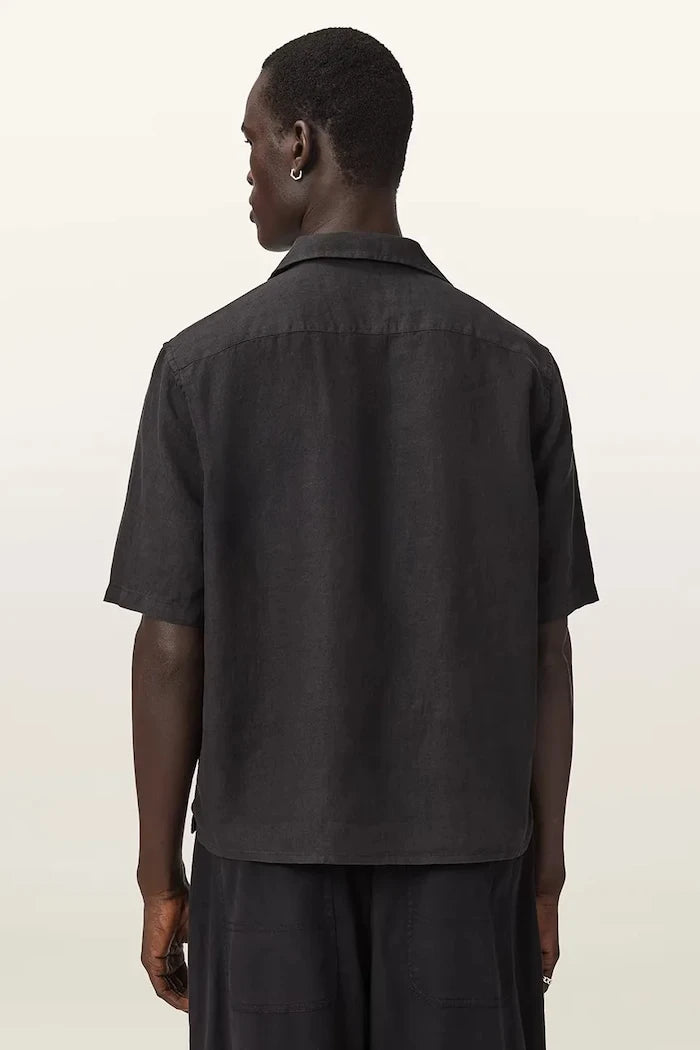 AllSaints риза мъжка от лен KLAVICLE