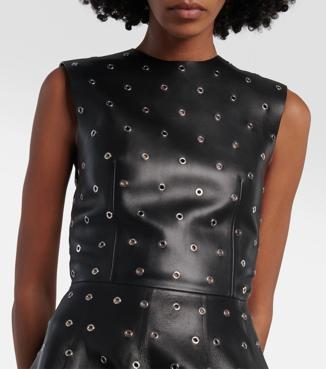 Alaïa - Studded A-line leather minidress