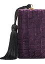 Aspinal Of London Velvet Croc-Embossed Paloma Box Clutch Bag